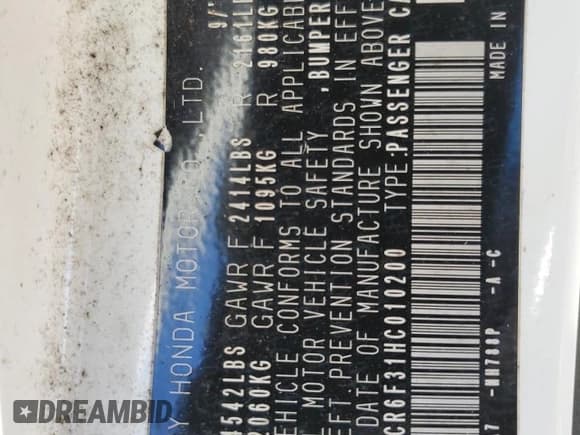 ✅ 2017 Honda Accord • VIN: JHMCR6F31HC010200 • Лот: 91447285. Опубликован ранее на Copart с пробегом 123 926 миль. Бесплатный доступ к архиву аукционных продаж из США и подробный отчёт об истории автомобиля на DreamBid. Изображение 13.