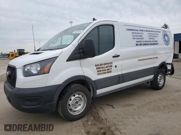 ✅ 2023 Ford Transit Cargo • VIN: 1FTLR1Y88PKB12594 • Lot: 57435735. Listed on Copart with 27,961 mi. Free auction sales archive from the USA and detailed vehicle history report at DreamBid. Image 1.