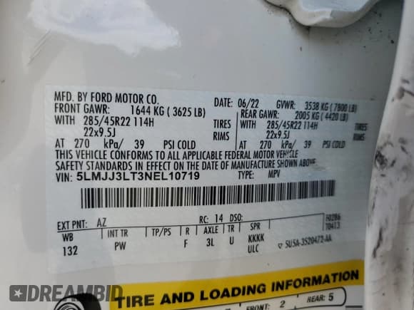 ✅ 2022 Lincoln Navigator Reserve • VIN: 5LMJJ3LT3NEL10719 • Lot: 61331215. Wystawiony na Copart z przebiegiem 41 818 mil. Bezpłatny archiwum sprzedaży aukcyjnych z USA i szczegółowy raport historii pojazdu na DreamBid. Zdjęcie 13.