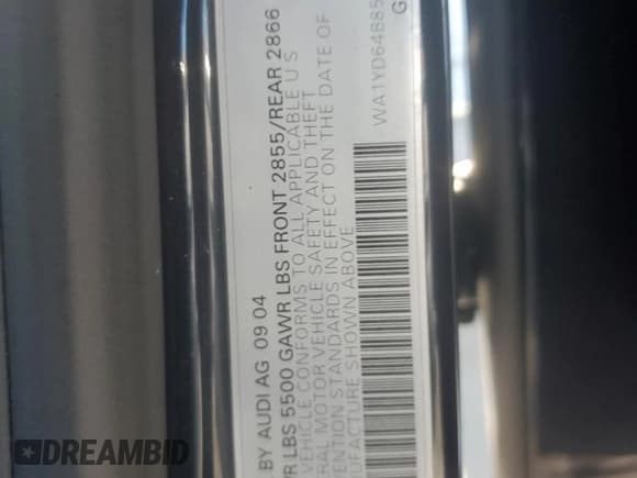 ✅ 2005 Audi allroad A6 V8 • VIN: WA1YD64B85N013685 • Lot: 48260045. Listed on Copart with 131,410 mi. Free auction sales archive from the USA and detailed vehicle history report at DreamBid. Image 12.