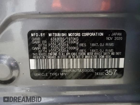 ✅ 2021 Mitsubishi Outlander ES • VIN: JA4APUAU7MU008338 • Lot: 42357925. Wystawiony na Copart z przebiegiem 86 093 mil. Bezpłatny archiwum sprzedaży aukcyjnych z USA i szczegółowy raport historii pojazdu na DreamBid. Zdjęcie 14.