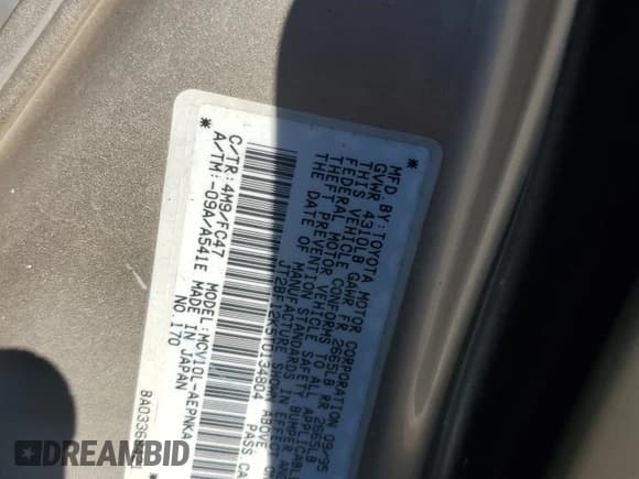 ✅ 1996 Toyota Camry LE • VIN: JT2BF12K5T0134804 • Lot: 71267064. Listed on Copart with 330,311 mi. Free auction sales archive from the USA and detailed vehicle history report at DreamBid. Image 12.