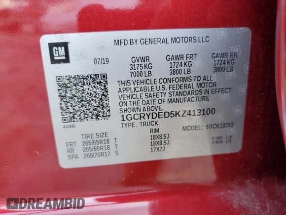 ✅ 2019 Chevrolet Silverado 1500 LT • VIN: 1GCRYDED5KZ413100 • Lot: 70790404. Wystawiony na Copart z przebiegiem 46 096 mil. Bezpłatny archiwum sprzedaży aukcyjnych z USA i szczegółowy raport historii pojazdu na DreamBid. Zdjęcie 12.