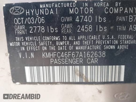 2007 Hyundai Azera SE с VIN KMHFC46F67A162638, выставлен на аукционе IAAI как лот 42053153 с пробегом 130 133 миль миль и . История ставок и продаж доступна на DreamBid. Изображение 9.