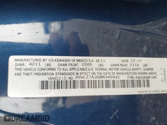 ✅ 2011 Volkswagen Jetta SEL • VIN: 3VWLZ7AJ5BM345041 • Лот: 43153248. Опубликован ранее на IAAI с пробегом 140 533 миль. Бесплатный доступ к архиву аукционных продаж из США и подробный отчёт об истории автомобиля на DreamBid. Изображение 9.