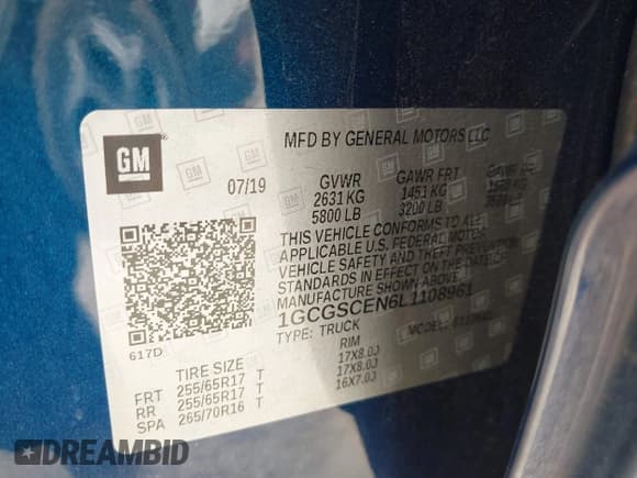 ✅ 2020 Chevrolet Colorado 2WD LT • VIN: 1GCGSCEN6L1108961 • Lot: 42753564. Listed on IAAI with 95,535 mi. Free auction sales archive from the USA and detailed vehicle history report at DreamBid. Image 9.