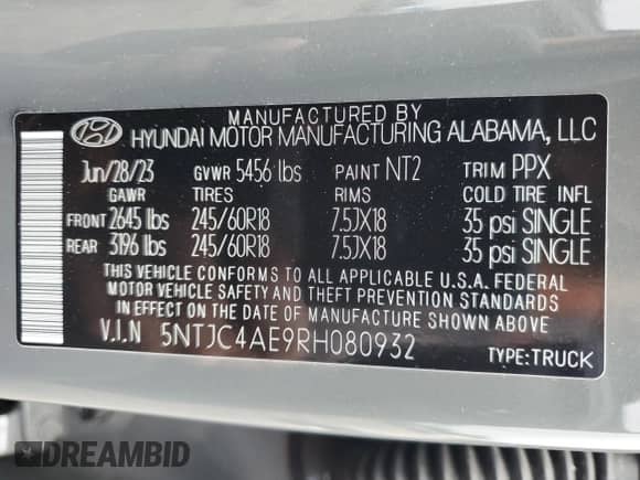 2024 Hyundai Santa Cruz SEL с VIN 5NTJC4AE9RH080932, выставлен на аукционе Copart как лот 80048424 с пробегом 11 370 миль миль и Списание • Salvage title. История ставок и продаж доступна на DreamBid. Изображение 13.