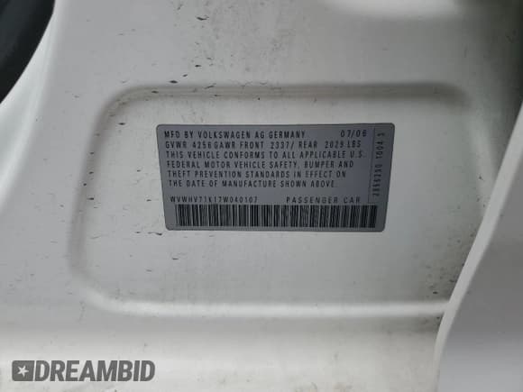 ✅ 2007 Volkswagen Golf GTI • VIN: WVWHV71K17W040107 • Лот: 67652164. Опубликован ранее на Copart с пробегом 172 255 миль. Бесплатный доступ к архиву аукционных продаж из США и подробный отчёт об истории автомобиля на DreamBid. Изображение 12.