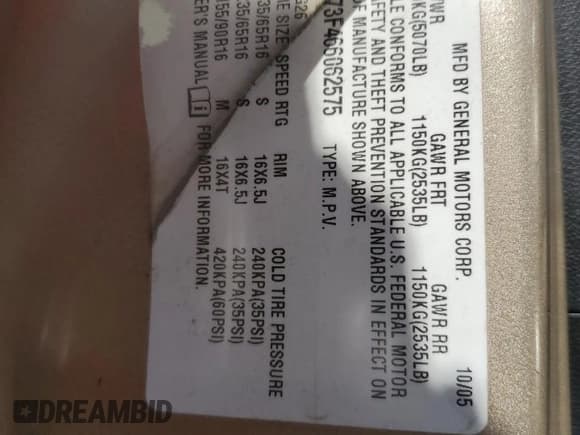 ✅ 2006 Pontiac Torrent • VIN: 2CKDL73F466062575 • Лот: 81727725. Опубликован ранее на Copart с пробегом 200 981 миль. Бесплатный доступ к архиву аукционных продаж из США и подробный отчёт об истории автомобиля на DreamBid. Изображение 13.