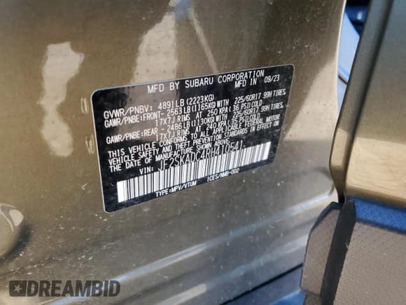 ✅ 2024 Subaru Forester Premium • VIN: JF2SKADC4RH410541 • Лот: 91296215. Опубликован ранее на Copart с пробегом 26 549 миль. Бесплатный доступ к архиву аукционных продаж из США и подробный отчёт об истории автомобиля на DreamBid. Изображение 13.