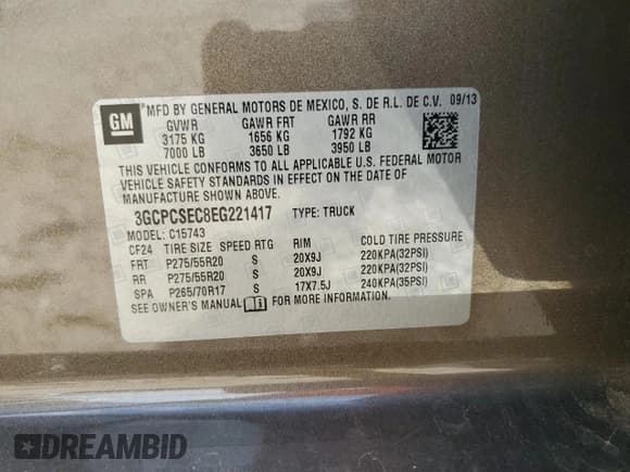 ✅ 2014 Chevrolet Silverado 1500 LTZ • VIN: 3GCPCSEC8EG221417 • Lot: 91922735. Listed on Copart with Not provided. Free auction sales archive from the USA and detailed vehicle history report at DreamBid. Image 13.