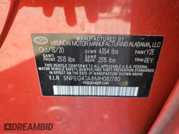 ✅ 2021 Hyundai Sonata SE • VIN: 5NPEG4JA8MH082780 • Lot: 85745345. Listed on Copart with 114,865 mi. Free auction sales archive from the USA and detailed vehicle history report at DreamBid. Image 12.