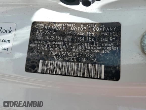 ✅ 2013 Hyundai Veloster w/Gray Int • VIN: KMHTC6AD5DU171622 • Lot: 59761464. Wystawiony na Copart z przebiegiem 85 424 mil. Bezpłatny archiwum sprzedaży aukcyjnych z USA i szczegółowy raport historii pojazdu na DreamBid. Zdjęcie 12.