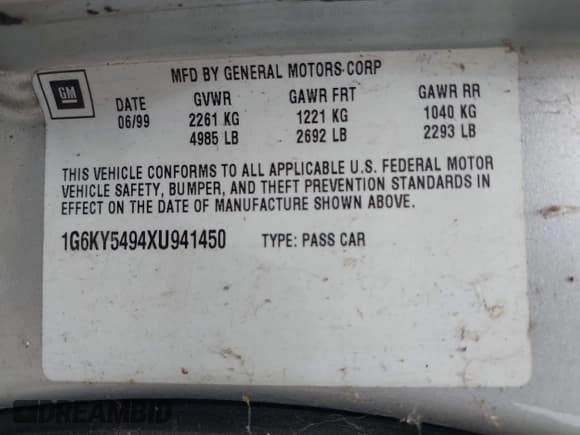 ✅ 1999 Cadillac Seville STS • VIN: 1G6KY5494XU941450 • Lot: 42722946. Listed on IAAI with 202,231 mi. Free auction sales archive from the USA and detailed vehicle history report at DreamBid. Image 9.