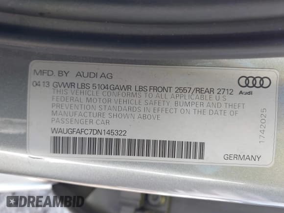 ✅ 2013 Audi A6 Premium Plus • VIN: WAUGFAFC7DN145322 • Лот: 42615532. Опубликован ранее на IAAI с пробегом 148 163 миль. Бесплатный доступ к архиву аукционных продаж из США и подробный отчёт об истории автомобиля на DreamBid. Изображение 9.