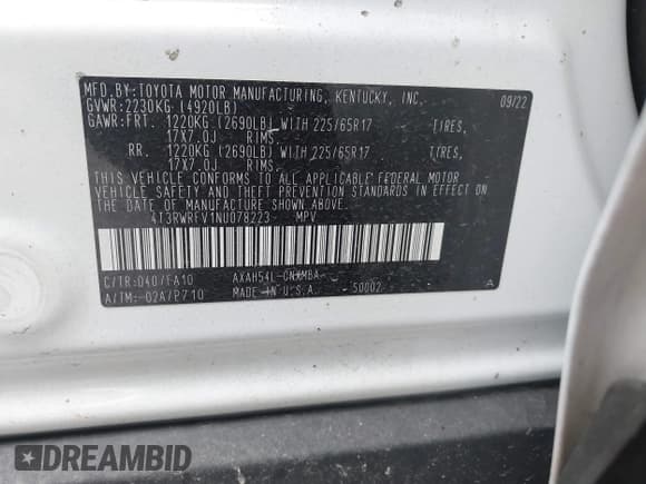 ✅ 2022 Toyota RAV4 Hybrid XLE • VIN: 4T3RWRFV1NU078223 • Lot: 43815667. Wystawiony na IAAI z przebiegiem 75 648 mil. Bezpłatny archiwum sprzedaży aukcyjnych z USA i szczegółowy raport historii pojazdu na DreamBid. Zdjęcie 9.