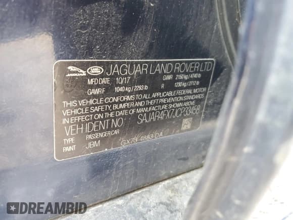 ✅ 2018 Jaguar XE 25t • VIN: SAJAR4FX7JCP33458 • Lot: 71593654. Wystawiony na Copart z przebiegiem 48 065 mil. Bezpłatny archiwum sprzedaży aukcyjnych z USA i szczegółowy raport historii pojazdu na DreamBid. Zdjęcie 12.