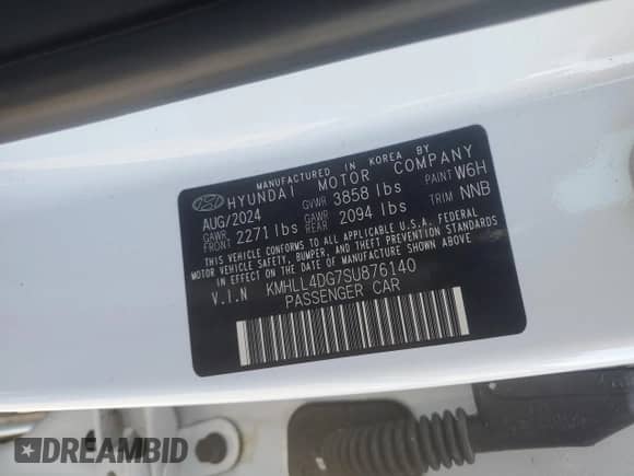 2025 Hyundai Elantra SE с VIN KMHLL4DG7SU876140, выставлен на аукционе Copart как лот 81909855 с пробегом 25 103 миль миль и Списание • Salvage title. История ставок и продаж доступна на DreamBid. Изображение 12.