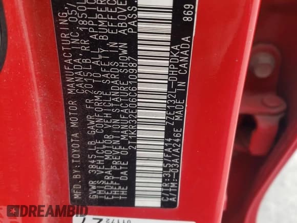 ✅ 2006 Toyota Matrix XR • VIN: 2T1KR32E06C610987 • Lot: 91597555. Wystawiony na Copart z przebiegiem 243 313 mil. Bezpłatny archiwum sprzedaży aukcyjnych z USA i szczegółowy raport historii pojazdu na DreamBid. Zdjęcie 14.