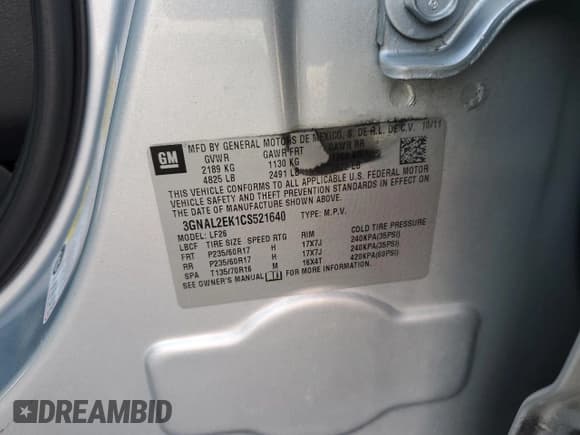 ✅ 2012 Chevrolet Captiva Sport LS • VIN: 3GNAL2EK1CS521640 • Lot: 77411864. Wystawiony na Copart z przebiegiem 142 731 mil. Bezpłatny archiwum sprzedaży aukcyjnych z USA i szczegółowy raport historii pojazdu na DreamBid. Zdjęcie 16.