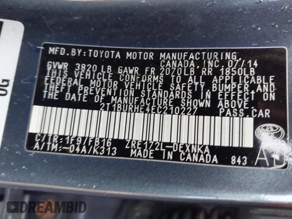 ✅ 2014 Toyota Corolla L • VIN: 2T1BURHE4EC210227 • Lot: 43313676. Wystawiony na IAAI z przebiegiem 108 506 mil. Bezpłatny archiwum sprzedaży aukcyjnych z USA i szczegółowy raport historii pojazdu na DreamBid. Zdjęcie 9.