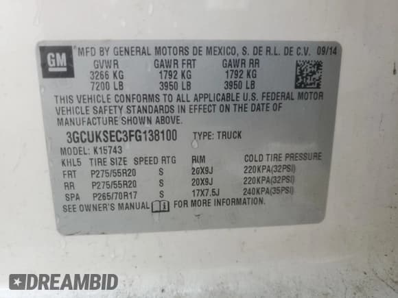 ✅ 2015 Chevrolet Silverado 1500 LTZ • VIN: 3GCUKSEC3FG138100 • Лот: 92186765. Опубликован ранее на Copart с пробегом 161 450 миль. Бесплатный доступ к архиву аукционных продаж из США и подробный отчёт об истории автомобиля на DreamBid. Изображение 12.