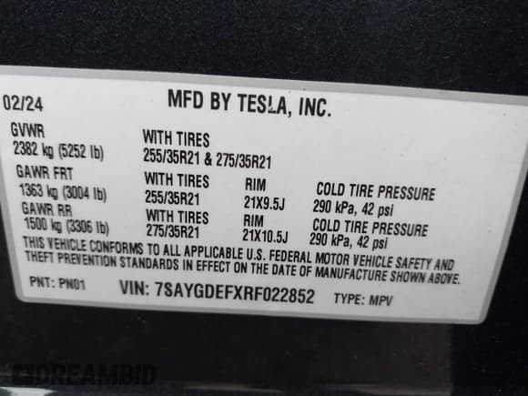 ✅ 2024 Tesla Model Y Performance • VIN: 7SAYGDEFXRF022852 • Лот: 43415357. Опубликован ранее на IAAI с пробегом 39 519 миль. Бесплатный доступ к архиву аукционных продаж из США и подробный отчёт об истории автомобиля на DreamBid. Изображение 9.