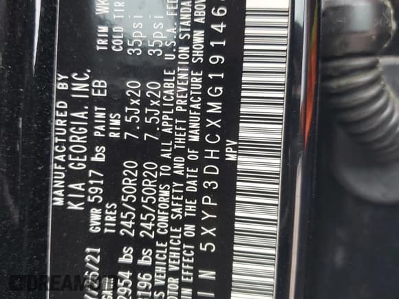 ✅ 2021 Kia Telluride EX • VIN: 5XYP3DHCXMG191468 • Лот: 68741605. Опубликован ранее на Copart с пробегом 71 690 миль. Бесплатный доступ к архиву аукционных продаж из США и подробный отчёт об истории автомобиля на DreamBid. Изображение 13.