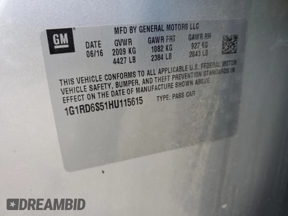 ✅ 2017 Chevrolet Volt Premier • VIN: 1G1RD6S51HU115615 • Lot: 60973443. Wystawiony na Copart z przebiegiem 106 765 mil. Bezpłatny archiwum sprzedaży aukcyjnych z USA i szczegółowy raport historii pojazdu na DreamBid. Zdjęcie 12.