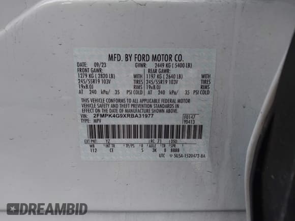 ✅ 2024 Ford Edge SE • VIN: 2FMPK4G9XRBA31977 • Lot: 43700570. Wystawiony na IAAI z przebiegiem 20 014 mil. Bezpłatny archiwum sprzedaży aukcyjnych z USA i szczegółowy raport historii pojazdu na DreamBid. Zdjęcie 9.