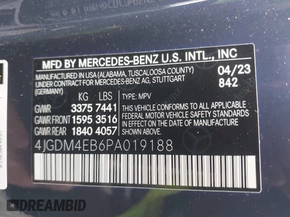 ✅ 2023 Mercedes-Benz EQS 580 • VIN: 4JGDM4EB6PA019188 • Lot: 42373403. Listed on IAAI with 14,182 mi. Free auction sales archive from the USA and detailed vehicle history report at DreamBid. Image 9.