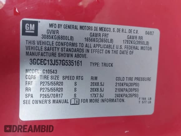 ✅ 2007 Chevrolet Silverado 1500 1LT • VIN: 3GCEC13J57G535161 • Lot: 41282921. Wystawiony na IAAI z przebiegiem Nie podano. Bezpłatny archiwum sprzedaży aukcyjnych z USA i szczegółowy raport historii pojazdu na DreamBid. Zdjęcie 9.