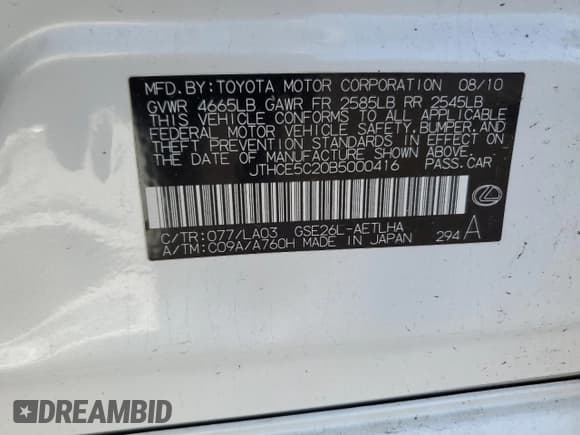 ✅ 2011 Lexus IS 350 • VIN: JTHCE5C20B5000416 • Lot: 61479965. Wystawiony na Copart z przebiegiem 147 719 mil. Bezpłatny archiwum sprzedaży aukcyjnych z USA i szczegółowy raport historii pojazdu na DreamBid. Zdjęcie 13.