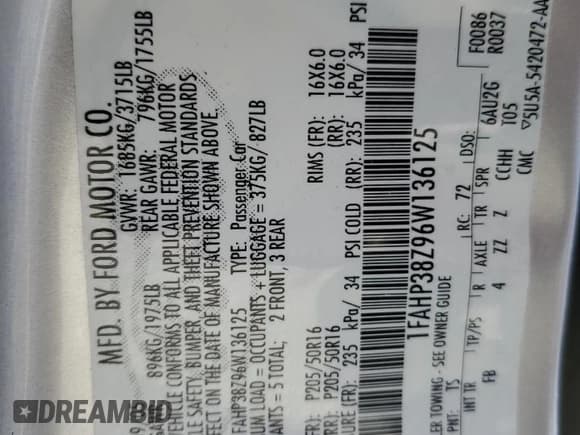 ✅ 2006 Ford Focus ST • VIN: 1FAHP38Z96W136125 • Lot: 62584245. Listed on Copart with 138,001 mi. Free auction sales archive from the USA and detailed vehicle history report at DreamBid. Image 12.