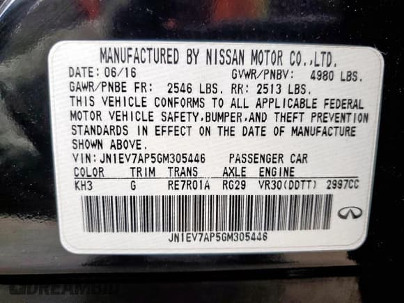 ✅ 2016 Infiniti Q50 Sport • VIN: JN1EV7AP5GM305446 • Lot: 60553965. Listed on Copart with 123,105 mi. Free auction sales archive from the USA and detailed vehicle history report at DreamBid. Image 12.