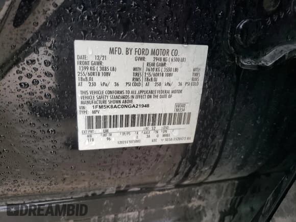 ✅ 2022 Ford Police Interceptor Utility • VIN: 1FM5K8AC0NGA21948 • Лот: 50901925. Опубликован ранее на Copart с пробегом 77 266 миль. Бесплатный доступ к архиву аукционных продаж из США и подробный отчёт об истории автомобиля на DreamBid. Изображение 13.