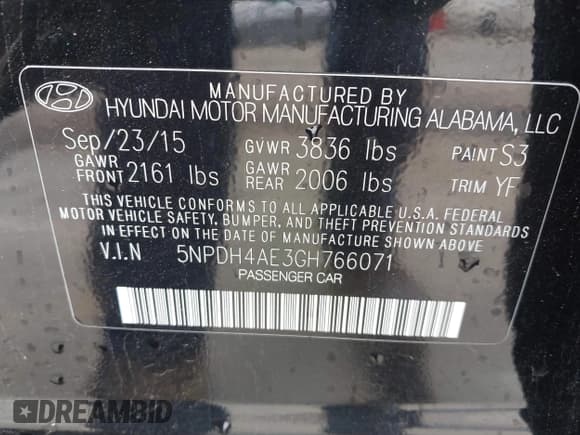 ✅ 2016 Hyundai Elantra SE • VIN: 5NPDH4AE3GH766071 • Lot: 42479085. Listed on IAAI with 142,273 mi. Free auction sales archive from the USA and detailed vehicle history report at DreamBid. Image 9.