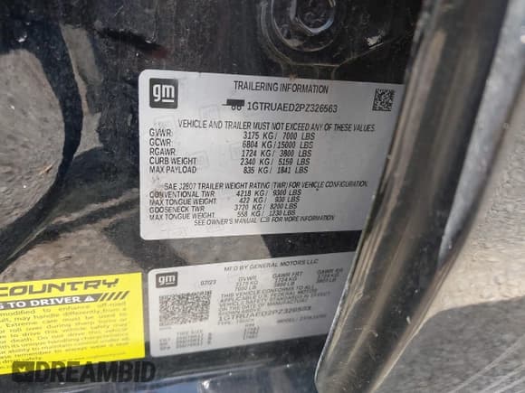 ✅ 2023 GMC Sierra 1500 Pro • VIN: 1GTRUAED2PZ326563 • Lot: 42551084. Listed on IAAI with 67,248 mi. Free auction sales archive from the USA and detailed vehicle history report at DreamBid. Image 9.