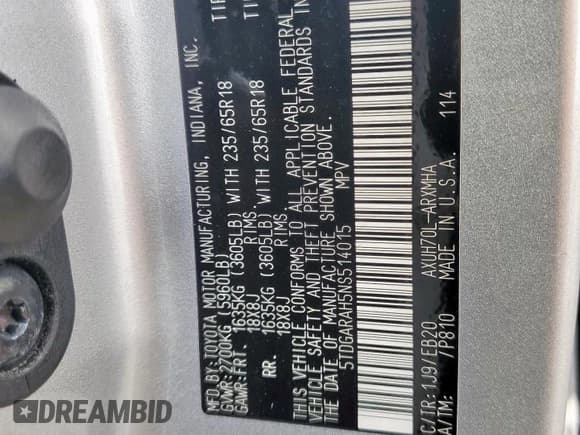 ✅ 2022 Toyota Highlander Hybrid XLE • VIN: 5TDGARAH5NS514015 • Lot: 90442865. Wystawiony na Copart z przebiegiem 45 703 mil. Bezpłatny archiwum sprzedaży aukcyjnych z USA i szczegółowy raport historii pojazdu na DreamBid. Zdjęcie 14.