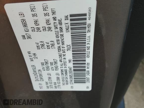 ✅ 2005 Dodge 1500 SLT • VIN: 1D7HA18N85J565447 • Лот: 69919554. Опубликован ранее на Copart с пробегом 223 978 миль. Бесплатный доступ к архиву аукционных продаж из США и подробный отчёт об истории автомобиля на DreamBid. Изображение 12.