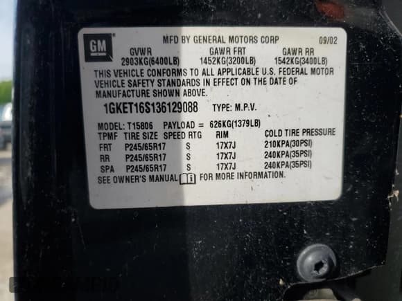 ✅ 2003 GMC Envoy SLT • VIN: 1GKET16S136129088 • Lot: 55842055. Listed on Copart with 185,473 mi. Free auction sales archive from the USA and detailed vehicle history report at DreamBid. Image 13.