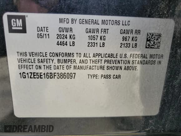 ✅ 2011 Chevrolet Malibu LTZ • VIN: 1G1ZE5E16BF386097 • Lot: 71866204. Listed on Copart with 127,940 mi. Free auction sales archive from the USA and detailed vehicle history report at DreamBid. Image 15.