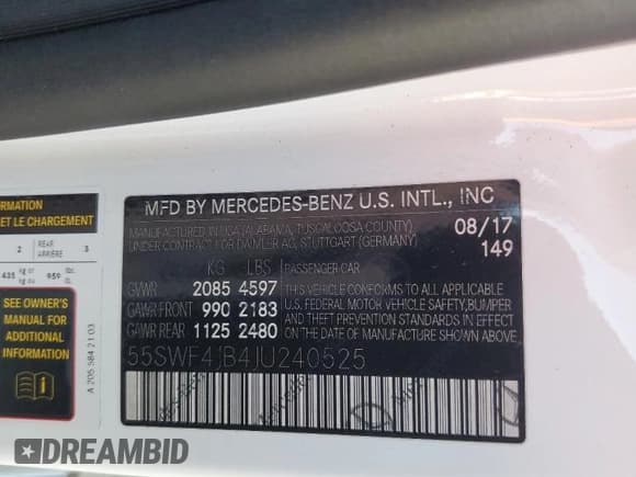 ✅ 2018 Mercedes-Benz C 300 • VIN: 55SWF4JB4JU240525 • Lot: 90463545. Listed on Copart with 109,350 mi. Free auction sales archive from the USA and detailed vehicle history report at DreamBid. Image 12.