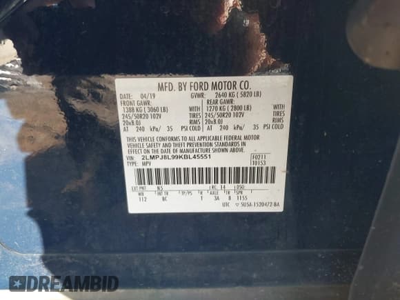 ✅ 2019 Lincoln Nautilus Reserve • VIN: 2LMPJ8L99KBL45551 • Lot: 43702596. Listed on IAAI with 70,956 mi. Free auction sales archive from the USA and detailed vehicle history report at DreamBid. Image 9.