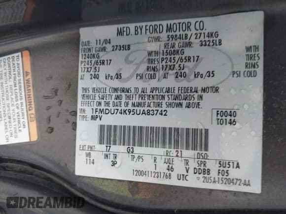 ✅ 2005 Ford Explorer Eddie Bauer • VIN: 1FMDU74K95UA83742 • Lot: 42061489. Wystawiony na IAAI z przebiegiem Nie podano. Bezpłatny archiwum sprzedaży aukcyjnych z USA i szczegółowy raport historii pojazdu na DreamBid. Zdjęcie 9.