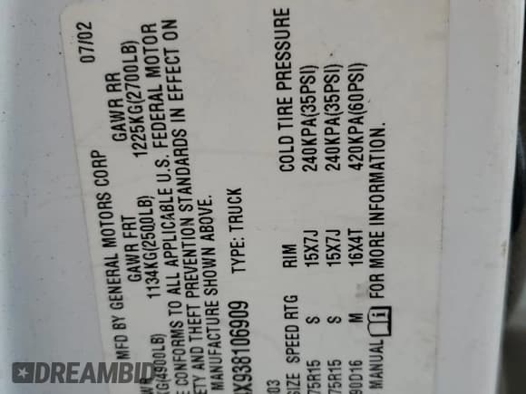 ✅ 2003 Chevrolet S-10 • VIN: 1GCCS14X938106909 • Лот: 81738184. Опубликован ранее на Copart с пробегом 180 944 миль. Бесплатный доступ к архиву аукционных продаж из США и подробный отчёт об истории автомобиля на DreamBid. Изображение 12.