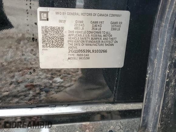 ✅ 2020 Chevrolet Impala Premier • VIN: 2G1105S39L9103266 • Лот: 79075864. Опубликован ранее на Copart с пробегом 100 127 миль. Бесплатный доступ к архиву аукционных продаж из США и подробный отчёт об истории автомобиля на DreamBid. Изображение 14.