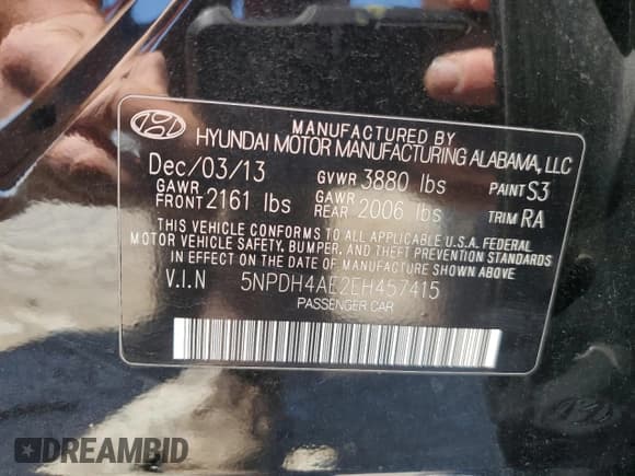 ✅ 2014 Hyundai Elantra SE • VIN: 5NPDH4AE2EH457415 • Lot: 92890585. Listed on Copart with 96,060 mi. Free auction sales archive from the USA and detailed vehicle history report at DreamBid. Image 12.