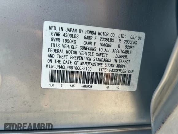 ✅ 2006 Acura TSX • VIN: JH4CL96816C025193 • Lot: 93459305. Wystawiony na Copart z przebiegiem 92 083 mil. Bezpłatny archiwum sprzedaży aukcyjnych z USA i szczegółowy raport historii pojazdu na DreamBid. Zdjęcie 10.