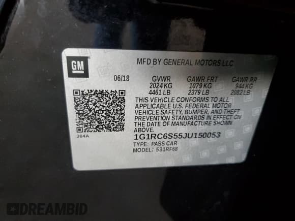 ✅ 2018 Chevrolet Volt LT • VIN: 1G1RC6S55JU150053 • Lot: 71763713. Wystawiony na Copart z przebiegiem 40 146 mil. Bezpłatny archiwum sprzedaży aukcyjnych z USA i szczegółowy raport historii pojazdu na DreamBid. Zdjęcie 12.